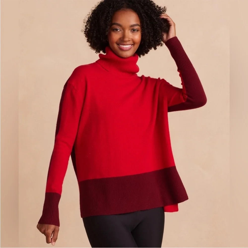 Summersalt The Coziest Cashmere Blend Merino Wool Cashmere Colorblock Sweater 2X